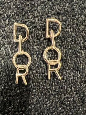 Dior Gold Letter Drop Earrings with D O R Motif